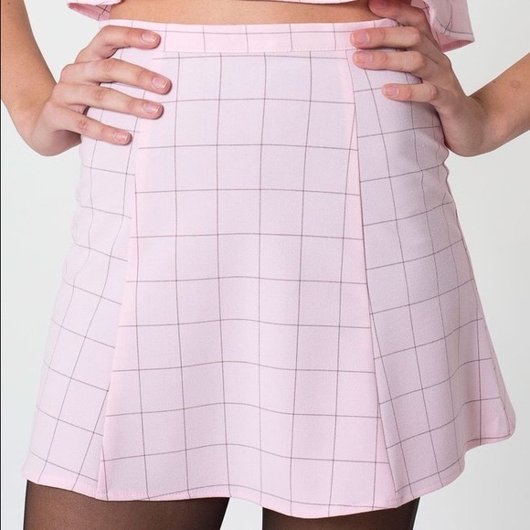American Apparel Pink & Black grid lulu skirt - Picture 2 of 3